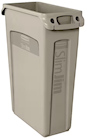 TRASH CAN, RUBBERMAID SLIM JIM, RECTANGULAR, WITH VENTING CHANNELS, BEIGE, 23 GALLON THUMBNAIL