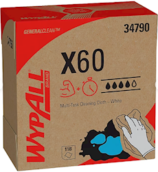 WIPES, WYPALL X60, FABRIC CLEANING, WHITE, 1180/CT LARGE