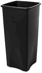 TRASH CAN, RUBBERMAID UNTOUCHABLE, PLASTIC, SQUARE, BLACK, 23 GALLON LARGE