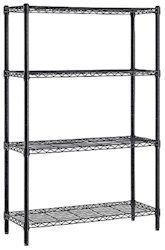 SHELVING, 4-SHELF, WIRE UNIT, WHALEN, BLACK, 36"W LARGE