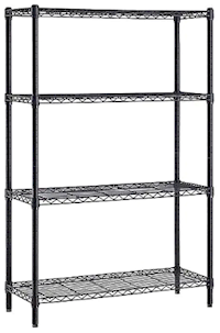 SHELVING, 4-SHELF, WIRE UNIT, WHALEN, BLACK, 36"W MAIN