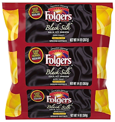 COFFEE, DARK ROAST, FOLGERS, BLACK SILK FILTER PACKS, 1.4 OZ, 40/CT LARGE