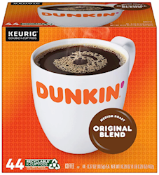 COFFEE, MEDIUM ROAST, DUNKIN' ORIGINAL BLEND, KEURIG K-CUP PODS, 44/CT LARGE