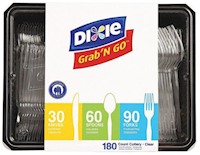 PLASTIC CUTLERY, ASSORTED, DIXIE, HEAVY-WEIGHT, CLEAR, 180/CT MAIN