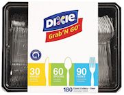 PLASTIC CUTLERY, ASSORTED, DIXIE, HEAVY-WEIGHT, CLEAR, 180/CT THUMBNAIL