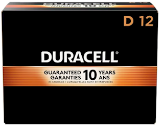 BATTERIES, D, DURACELL, COPPERTOP, ALKALINE, 12/CT LARGE