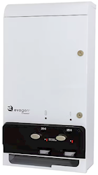 DISPENSER, EVOGEN, DUAL PAD & TAMPON DISPENSER, 25 CENT VEND, WHITE LARGE