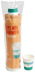 CUPS, PAPER, HOT, PERK, WHITE/TEAL, 10 OZ., 50/CT LARGE