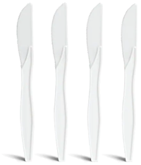 KNIVES, POLYSTYRENE, PERK, MEDIUM-WEIGHT, WHITE, 1000/CT MAIN