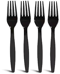 FORKS, POLYSTYRENE, PERK, HEAVY-WEIGHT, BLACK, 100/CT MAIN