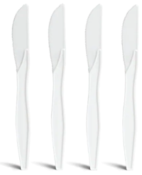 KNIVES, POLYSTYRENE, PERK, MEDIUM-WEIGHT, WHITE, 300/CT MAIN