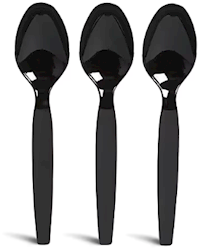 SPOONS, POLYSTYRENE, PERK, HEAVY-WEIGHT, BLACK, 100/CT LARGE