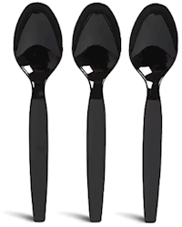 SPOONS, POLYSTYRENE, PERK, HEAVY-WEIGHT, BLACK, 100/CT MAIN