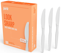 KNIVES, POLYSTYRENE, PERK, HEAVY-WEIGHT, WHITE, 100/CT MAIN