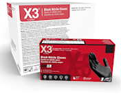 DISPOSABLE GLOVES, AMMEX X3, NITRILE, POWDER/LATEX FREE, BLACK, XL, 1000/CT THUMBNAIL