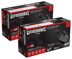 DISPOSABLE GLOVES, AMMEX GPNB, INDUSTRIAL GRADE, NITRILE, POWDER/LATEX FREE, BLACK, M, 1000/CT LARGE