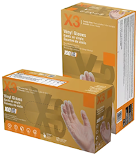 DISPOSABLE GLOVES, AMMEX X3, VINYL, POWDER/LATEX FREE, CLEAR, XL, 1000/CT MAIN