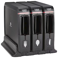 PLASTIC CUTLERY DISPENSER, DIXIE, TRIPLE PACK, FORKS/SPOONS/KNIVES, SERIES-W, BLACK, 3/CT MAIN