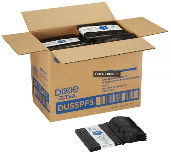FORKS, POLYSTYRENE, DIXIE, SERIES-T, BLACK, 960/CT LARGE