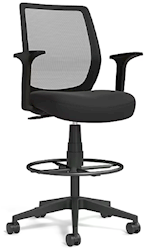 DRAFTING STOOL, FABRIC, MESH BACK, BLACK LARGE
