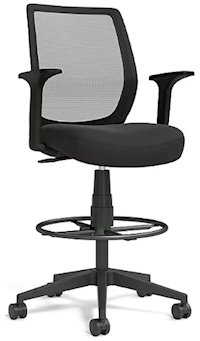 DRAFTING STOOL, FABRIC, MESH BACK, BLACK MAIN