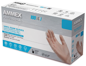 DISPOSABLE GLOVES, AMMEX VPF, POWDER/LATEX FREE, VINYL, CLEAR, S, 100/CT LARGE