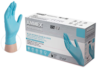 DISPOSABLE GLOVES, AMMEX, POWDER/LATEX FREE, NITRILE, BLUE, L, 1000/CT THUMBNAIL