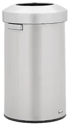 TRASH CAN, WITH OPEN LID, RUBBERMAID REFINE, SILVER, 23 GALLON LARGE