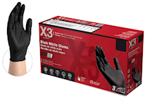 DISPOSABLE DISPOSABLE GLOVES, X3, BLACK, POWDER/LATEX FREE, S, 1000/CT THUMBNAIL