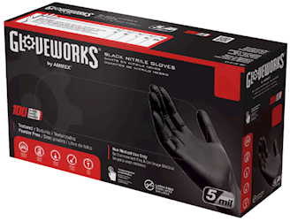 DISPOSABLE GLOVES, GLOVEWORKS, BLACK, NITRILE, GPNB, NITRILE, S, 100/CT LARGE