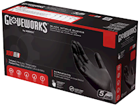 DISPOSABLE GLOVES, SMALL, BLACK, NITRILE, POWDER-FREE, 5 MIL, GLOVEWORKS, 100/BOX MAIN