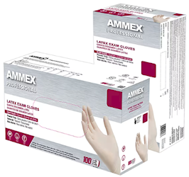 DISPOSABLE GLOVES, AMMEX, IVORY, LATEX, GPPFT, POWDER FREE, M, 100/CT LARGE