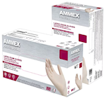 DISPOSABLE GLOVES, AMMEX, IVORY, LATEX, GPPFT, POWDER FREE, M, 100/CT THUMBNAIL