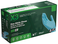 DISPOSABLE GLOVES, AMMEX X3, BLUE, NITRILE, POWDER FREE, XL, 1000/CT MAIN