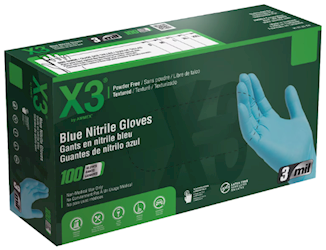 DISPOSABLE GLOVES, AMMEX, BLUE, NITRILE, POWDER FREE, S, 100/CT LARGE