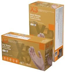 DISPOSABLE GLOVES, AMMEX, CLEAR, VINYL, POWDER FREE, S, 100/CT LARGE