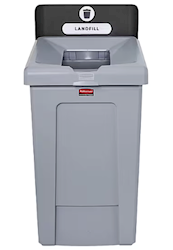 RECYCLING BIN, RUBBERMAID SLIM JIM, SINGLE-STREAM, GREY/BLACK, 33 GALLON LARGE