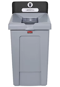 RECYCLING BIN, RUBBERMAID SLIM JIM, SINGLE-STREAM, GREY/BLACK, 33 GALLON MAIN
