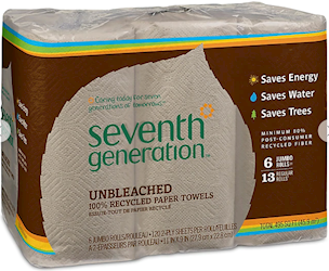 PAPER TOWELS, RECYCLED, 2-PLY, NATURAL, SEVENTH GENERATION, 120 SHEETS/ROLL, 6 ROLLS/CT LARGE