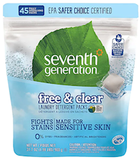 LAUNDRY DETERGENT, CAPSULES, UNSCENTED FREE AND CLEAR, NATURAL, 45/PK MAIN