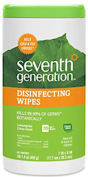 DISINFECTING WIPES, NATURAL, SEVENTH GENERATION, 70 WIPES/CONTAINER, 6/CT LARGE
