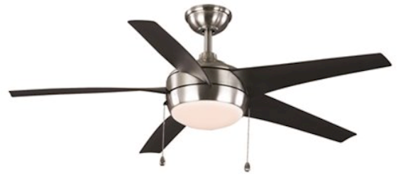 CEILING FAN, 52", LIGHT KIT, BRUSHED NICKEL, WINDWARD LARGE