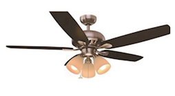 CEILING FAN, 52", LED LIGHT KIT, BRUSHED NICKEL, HAMPTON BAY ROCKPORT THUMBNAIL