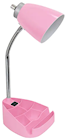 DESK LAMP, INCANDESCENT, w/CHARGING OUTLET, PINK, LIMELIGHTS THUMBNAIL
