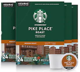 COFFEE, STARBUCKS PIKE PLACE, KEURIG K-CUP PODS, MEDIUM ROAST, 96/CT (09572) LARGE
