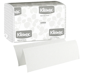 MULTIFOLD PAPER TOWELS, WHITE, KLEENEX, 150/PK, 16/CS LARGE