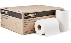 Paper Towels, Hardwound, White, 1-Ply, 350 feet/roll, 12/Ct  THUMBNAIL