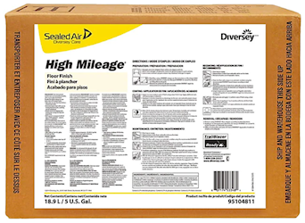FLOOR FINISH, HIGH MILEAGE, SEALED AIR DIVERSEY, 640 OZ., 5 GALLON BIB LARGE