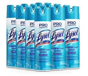 DISINFECTANT, AEROSOL SPRAY, FRESH SCENT, LYSOL, 19 OZ., 12/CT LARGE