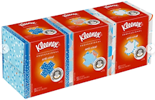 FACIAL TISSUES, KLEENEX, CUBE, ANTIVIRAL, 3-PLY, WHITE, 55 SHEETS/BX, 3 BOXES/CT THUMBNAIL